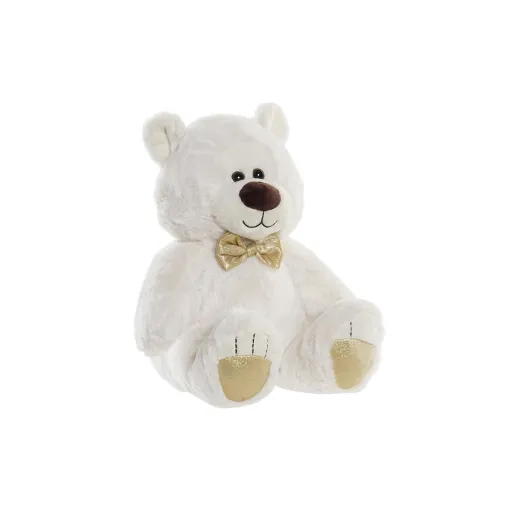 Urso de Peluche DKD Home Decor Laço Branco Dourado Metal Infantil Urso 30 x 40 cm 30 x 30 x 36 cm