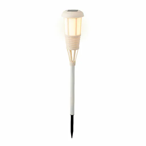 Tocha de Jardim Lumineo Solar Branco Vime 61 x 10 cm