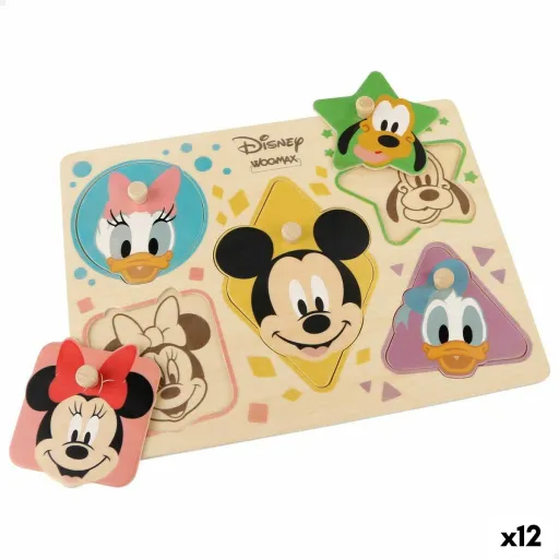 Puzzle Infantil de Madeira Disney + 2 Anos 5 Peças (12 Unidades)