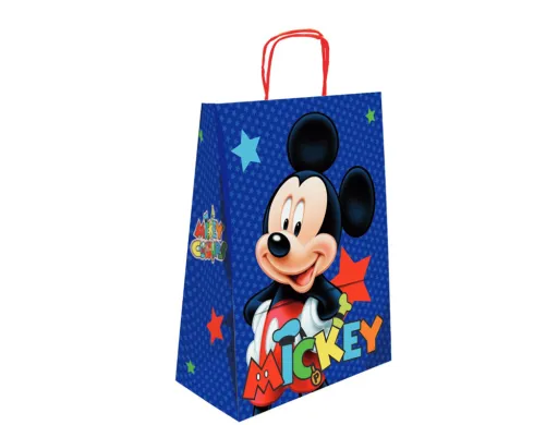 Saco para Presente Basika Papel Celulose 90 gr Mickey com Asa Retorcida Tamanho l 320x140x400 mm