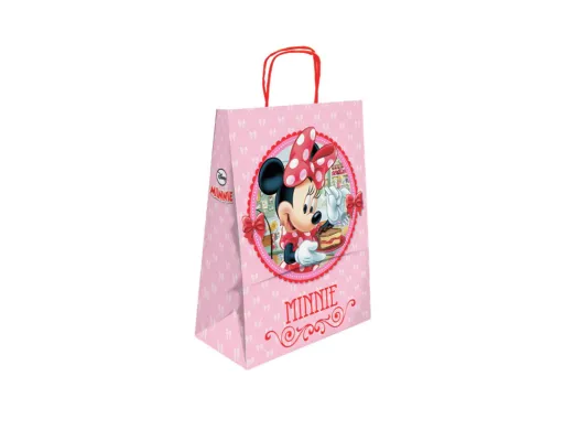 Saco para Presente Basika Papel Celulose 90 gr Minnie com Asa Retorcida Tamanho s 240x100x320mm