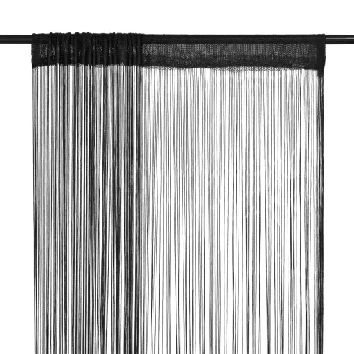 Cortinas de Fios   100x250 cm Preto (2 pcs)