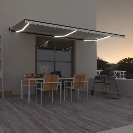 Toldo Automático com LED e Sensor de Vento 600x350 cm Creme