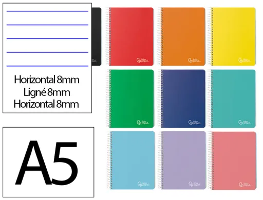 Caderno Espiral A5 Micro Witty Capa Dura 140f 75gr Pautado 8mm 5 Bandas 6 Furos Cores Sortidas