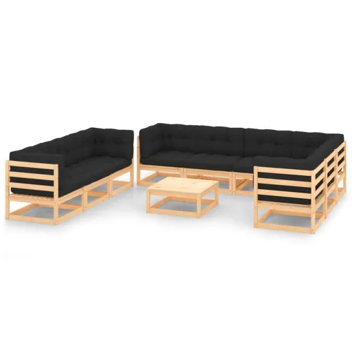 Conjunto Lounge de Jardim c/ Almofadões Pinho Maciço (10 pcs)