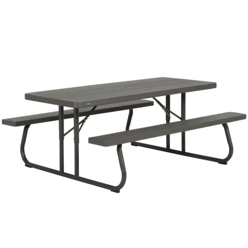 Mesa Dobrável Lifetime Madeira Castanho Picnic Aço Plástico 183 x 74 x 145 cm