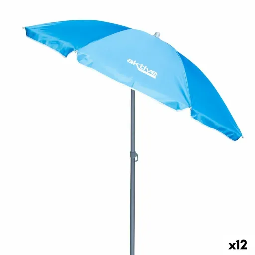 Parasol Aktive UV50 Ø 180 cm Azul Poliéster Alumínio 180 x 187,5 x 180 cm (12 Unidades)