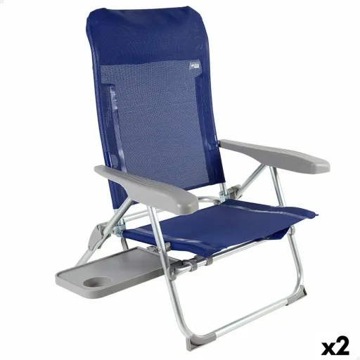 Cadeira de Praia Aktive Slim Dobrável Azul Marinho 47 x 89 x 57 cm (2 Unidades)