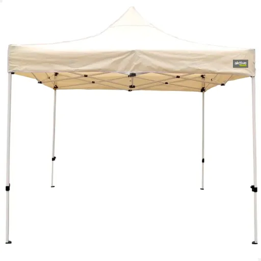 Gazebo Aktive Dobrável Altura Ajustável Aço Poliéster 420D Oxford Creme 300 x 320 x 300 cm