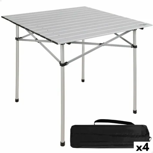 Mesa Dobrável Aktive Prateado Alumínio 70 x 70 x 70 cm (4 Unidades)