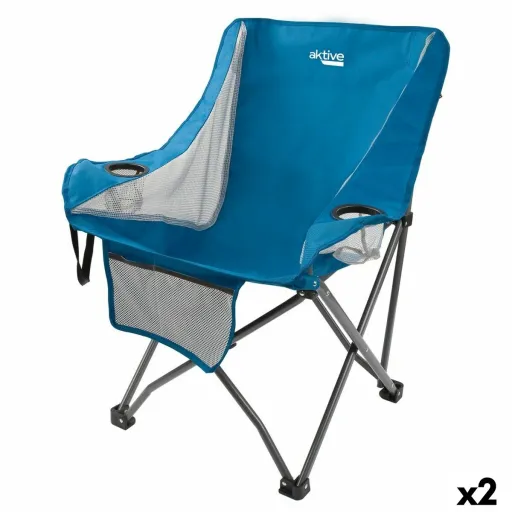 Cadeira Dobrável para Campismo Aktive Azul 48 x 86 x 50 cm (2 Unidades)