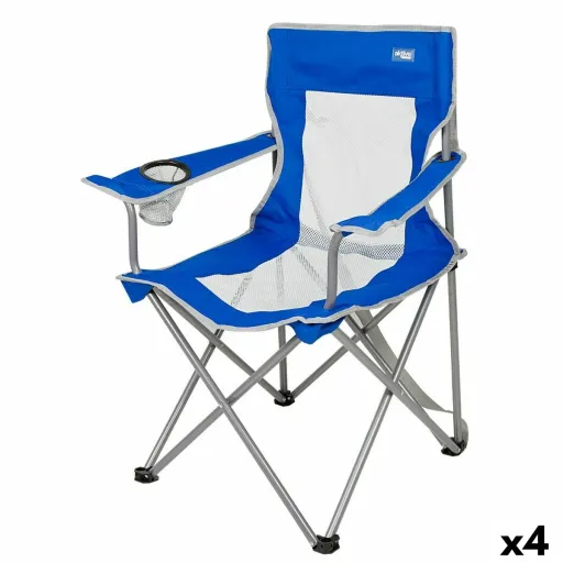 Cadeira Dobrável para Campismo Aktive Azul Cinzento 46 x 82 x 46 cm (4 Unidades)