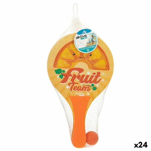 Pás de Praia com Bola Aktive Summer Fruits Madeira 18,5 x 31,5 cm (24 Unidades)