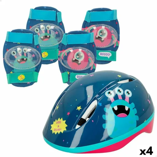 Kit Capacete e Joelheiras Colorbaby Monstro (4 Unidades)